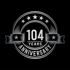 104 years anniversary celebration logotype. Vector and illustration.