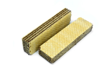 Waffles with cocoa, chocolate, isolated on a white background