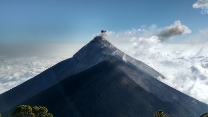 mountain volcano sky eruption clouds