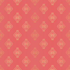 Golden Chinese vector seamless pattern. Endless texture for decorative wallpapers, background. Traditional Chinese pattern.