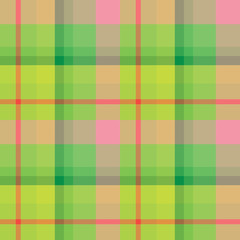 Seamless pattern in green and light pink colors for plaid, fabric, textile, clothes, tablecloth and other things. Vector image.