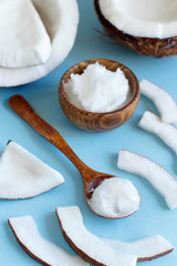 Coconut oil in a bowl with a spoon