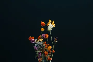 Foto op Plexiglas Voor haar gedroogde bloemen boeket, abstract