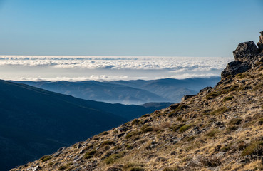 Misty morning over mountains