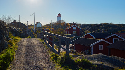 Lighthouse in Swedish village Landsort on the island of Oja