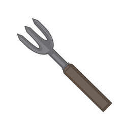 A garden pitchfork isolated on white background for design, a flat 3d vector stock illustration with garden tool for design