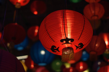 Vivid color electric lantern in Chineses new year