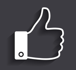 Like confirm and thumb up outline icon 3d shadow