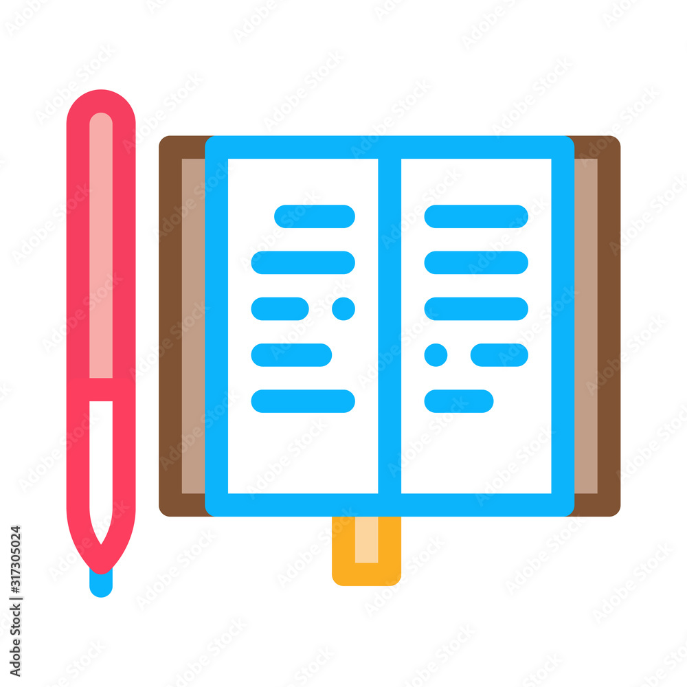 Poster notebook pen icon vector. outline notebook pen sign. isolated contour symbol illustration