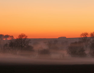 Fototapeta na wymiar Sunset across the River Kennet in Wiltshire