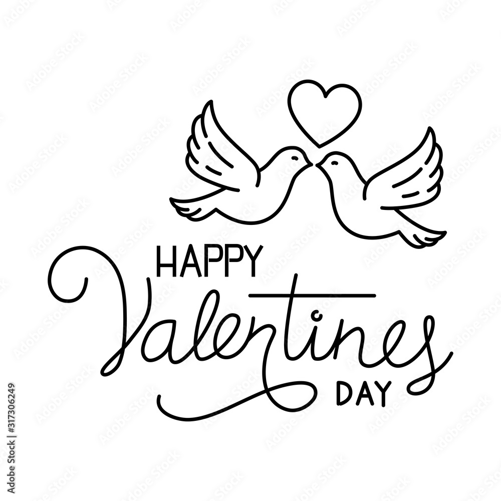 Poster happy valentines day label on white background