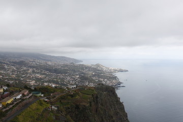 view to Funchal from the top of the mountain 