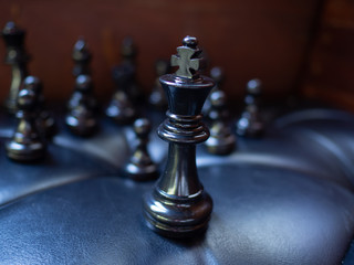 Chess business idea for competition in world market, success and leadership concept.