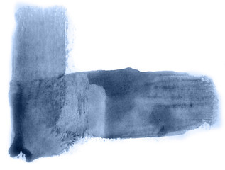 Abstract watercolor background hand-drawn on paper. Volumetric smoke elements. Navy blue color. For design, web, card, text, decoration, surfaces.