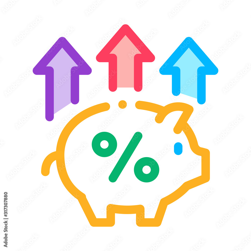 Sticker Pig Money Box Icon Vector. Outline Pig Money Box Sign. Isolated Contour Symbol Illustration