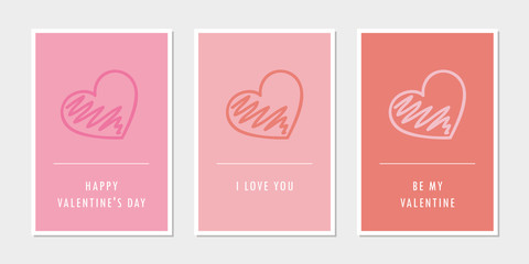 set of valentines day greeting cards with heart vector illustration EPS10