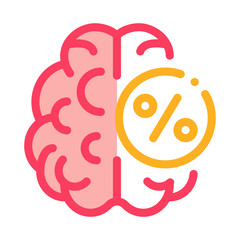 Brain Percentage Icon Vector. Outline Brain Percentage Sign. Isolated Contour Symbol Illustration