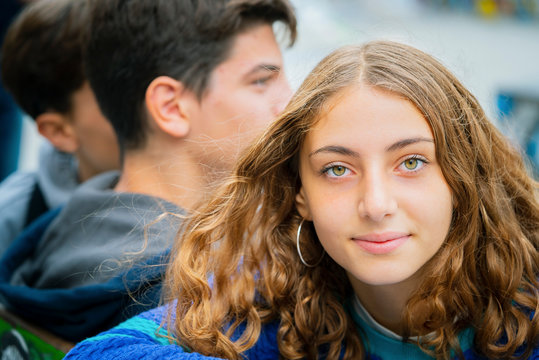 Portrait of teenage girl with hazel eyes