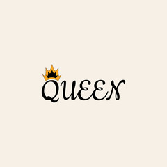 Queen word with crown -  Vector illustration design for poster, textile, banner, t shirt graphics, fashion prints, slogan tees, stickers, cards, decoration, emblem and other creative uses