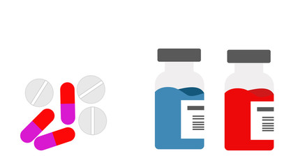Different medical pills and bottles, healthcare and shopping, pharmacy, drug store