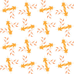 Seamless pattern with horizontal round frames of orange branches and leaves on white background. Endless background for your design.