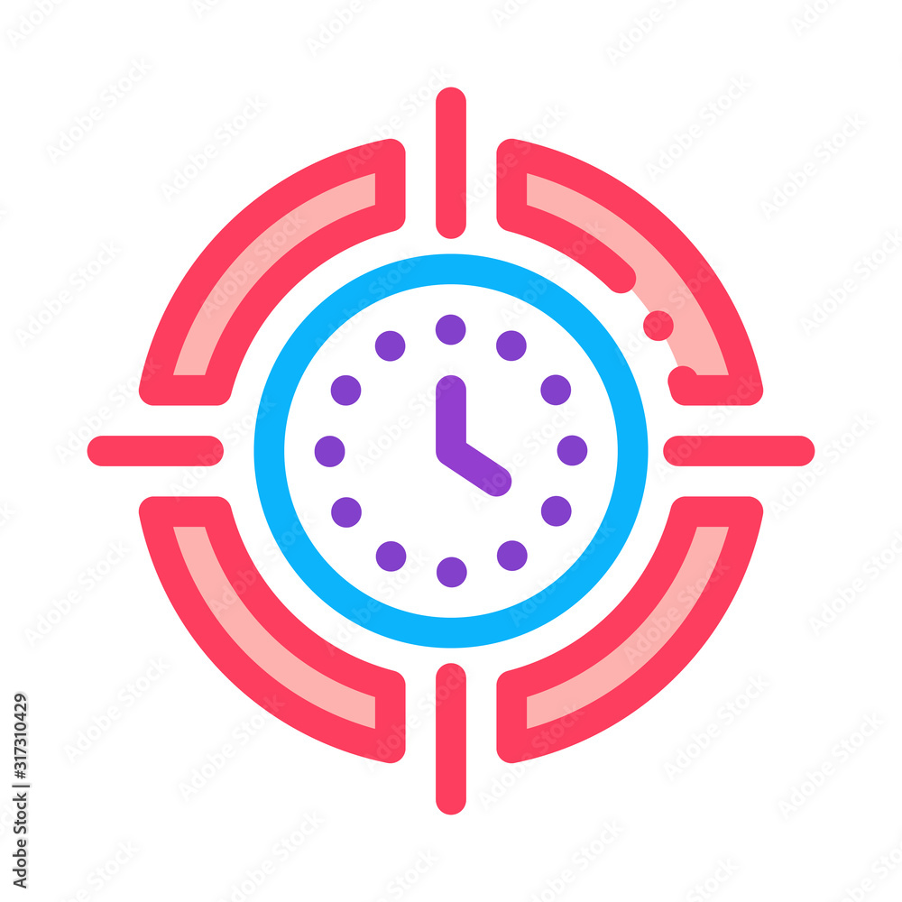 Poster target clock time icon vector. outline target clock time sign. isolated contour symbol illustration