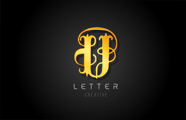 Obraz premium U gold golden letter alphabet design for logo company icon