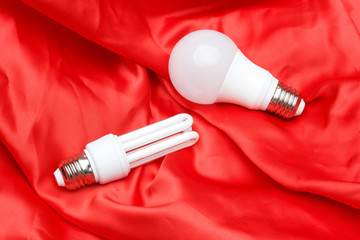 Energy saving light bulb and white light; home and work lighting.