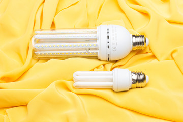 Energy saving light bulb and white light; home and work lighting.