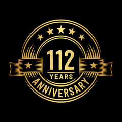 112 years anniversary celebration logotype. Vector and illustration.