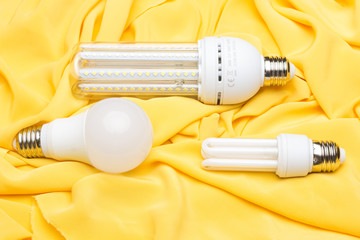 Energy saving light bulb and white light; home and work lighting.