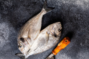 Fresh uncooked Dorado or sea bream fish