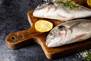 Fresh uncooked Dorado or sea bream fish
