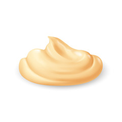 Yellow Whipped Cream Isolated on White Background. Facial Gel or Body Lotion Skincare Icon. Cosmetics BB Makeup Swatch. The Drop of Liquid Foundation Stroke