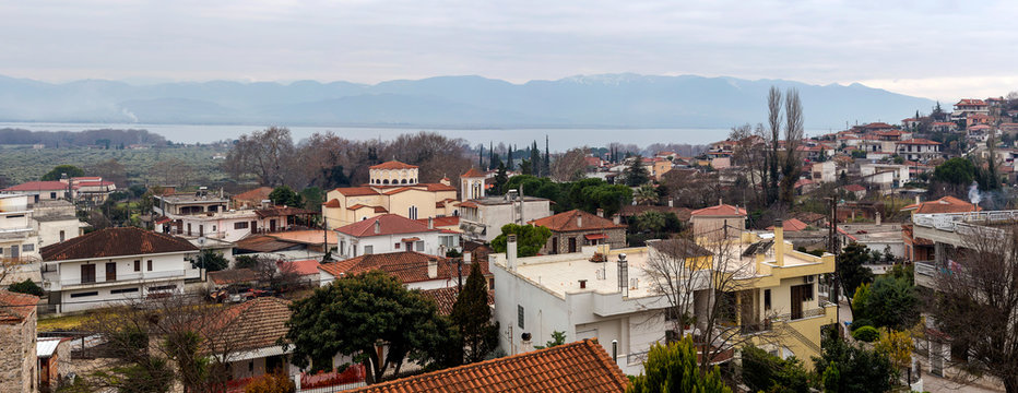 The view from the height to the village Achinos (municipality of Stylida, in Phthiotis, Central Greece)