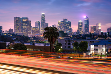 Naklejka na ściany i meble Los Angeles freeway traffic at sunrise