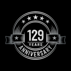 129 years anniversary celebration logotype. Vector and illustration.