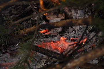 winter bonfire burns bright orange