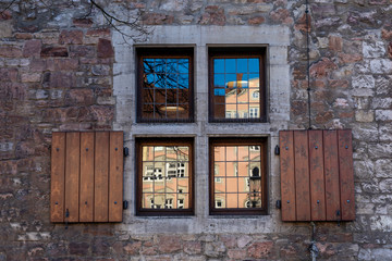 Window and facade detail of historical building in Braunschweig