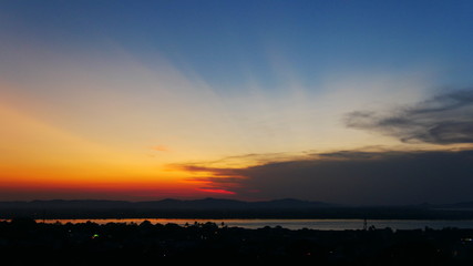 sunset scenery in Mawlayine, Myanmar, Asia