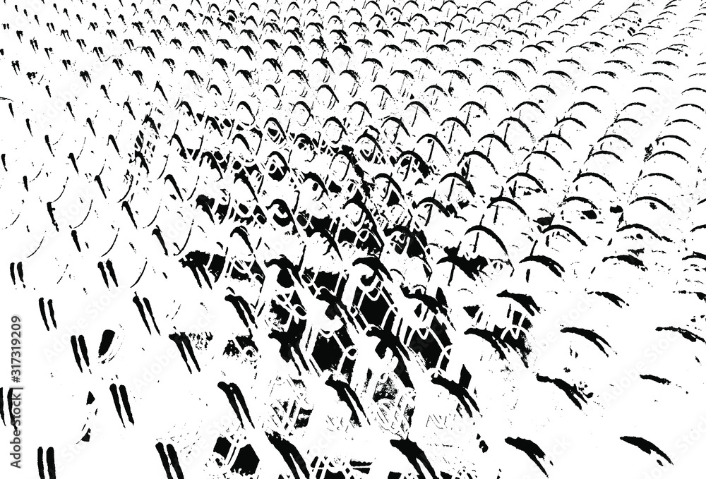 Poster realistic segment of a metal mesh fence. chain link fence texture. distressed backdrop vector illust
