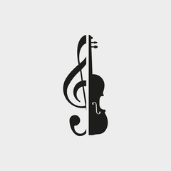 Treble clef and violin icon vector