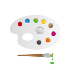 Palette with paint brush 