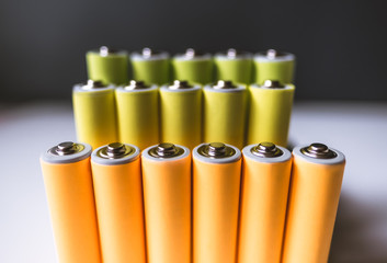 background with colored salt batteries. environmental concept