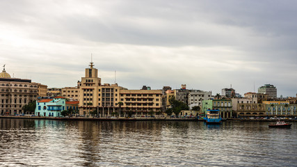 The colonial port of Havana and view over the city and Malecon seawall of Havana, Cuba, 2020