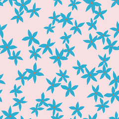 Vector botanical seamless pattern. Small daisies. Glade of wild flowers in vintage style. Flat simple floral freehand background for fashion design, textile, fabric, wallpaper, surface or wrapping.