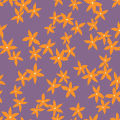 Vector botanical seamless pattern. Small daisies. Glade of wild flowers in vintage style. Flat simple floral freehand background for fashion design, textile, fabric, wallpaper, surface or wrapping.