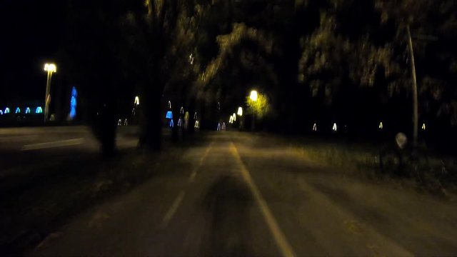 Bicycle Ride Trough Streets In Zagreb Croatia At Night