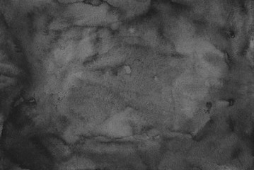Watercolor black background painting. Deep black and white vintage backdrop. Dark old texture.