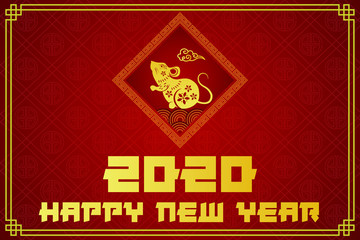 Chinese New Year Template, Chinese New Year Greeting Background with Illustration, Chinese Background Seamless Pattern, The Year of Rat. Vector
